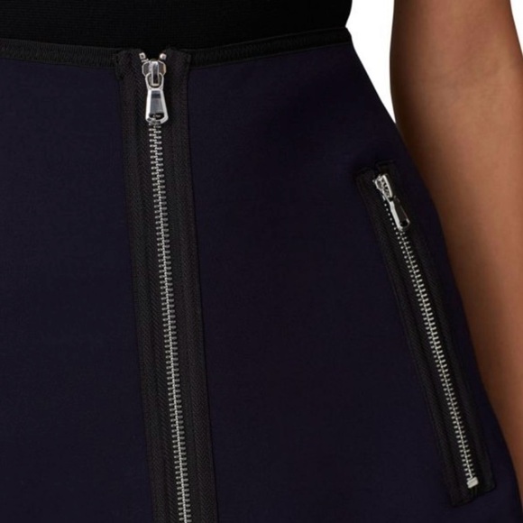 KaufmanFranco Collective Zip A Line Mini Skirt, Navy Blue With Black Trim, Sz. 2 - Picture 11 of 14